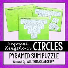 All worksheets come with an answer key. Segment Lengths In Circles Chords Secants And Tangents Pyramid Sum Puzzle Segmentation Teaching Geometry Algebra