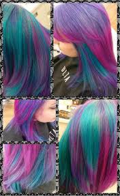 My Hair Tricolor With Manic Panic Atomic Turquoise Electric Amethyst And Hot Hot Pink Blended In 4 Sections Wit Teal Hair Color Dye My Hair Hot Pink Hair