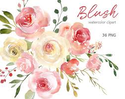 Blush Watercolor Floral Clipart Free Commercial Use Pink Etsy Watercolor Flowers Floral Watercolor Flower Drawing