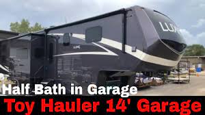 Wrap your claws around this beauty! Luxe Toy Hauler 44fb With Half Bath In Garage 14 Foot Garage Youtube