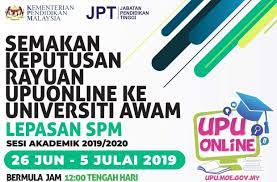 Menerusi laman rasmi upu, semakan upu akan dibuka online untuk lepasan stpm setaraf bagi tahun 2017 / 2018. Semakan Keputusan Rayuan Upu 2019 Lepasan Spm Stpm Semakan Upu