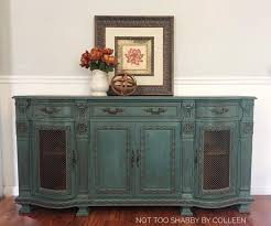 Chalk Painted Buffet Server By Not Too Shabby By Colleen Used A Muted Teal With Dark Blue Painted Furniture Vintage Painted Furniture Shabby Chic Furniture