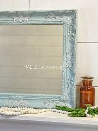 Maybe you would like to learn more about one of these? Bathroom Mirror In French Ornate Mirror Frame Painted Duck Egg Blue With White And Lightly Distressed Mirror Frame Diy Vintage Style Mirror Blue Wall Mirrors