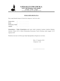 Surat ijin orang tua docx. Surat Ijin Orang Tua Pramuka Blog Docx