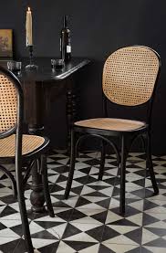 Chez Pitou Black Wood Woven Cane Dining Chair Rockett St George