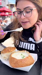 Clam Chowder in a bread bowl at Boudin Bakery! Do y’all eat the bread bowl  or nah? 🥖
