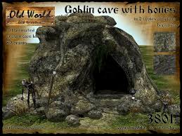 The cave is actually a temple, built by goblin tribes for bandos in mid 4th age after battle of plain of mud. Second Life Marketplace Goblin Cave With Bones Old World