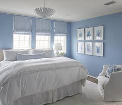 White And Cornflower Blue Cottage Bedroom With White Slipcovered Headboard Cottage Bedroom Blue Room Decor Light Blue Bedroom Bedroom Interior