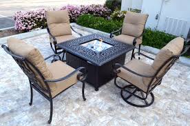 Explore fire pit table features and functions before choosing. Santa Anita Conversation Patio Set Propane Fire Pit Table Outdoor Aluminum 5 Pc 035426204435 For Sale Online Ebay