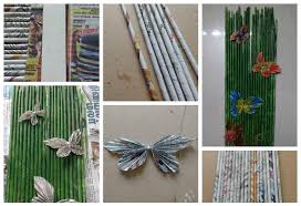 Paper flower wall hanging newspaper craft. Wall Hanging Newspaper Craft Simple Craft Ideas