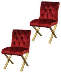 Australia's best dining room chairs in leather and fabric for comfortable kitchen seating. Claire Velvet Dining Chairs With Gold Legs Set Of 2 Contemporary Dining Chairs By Pangea Home Houzz