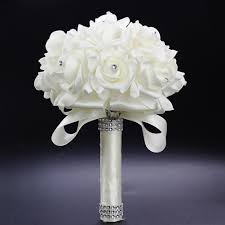 Bridal bouquet wedding flower bouquet handmade rose artificial silk flower. Handmade Crystal Bridal Wedding Bouquet Silk Flower Bridesmaid Foam Brooch Decor Buy From 17 On Joom E Commerce Platform