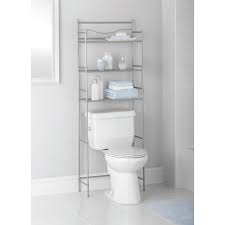 This over the toilet storage shelf is the second deepest bathroom etagere on our list at 11 inches. Mainstays 3 Shelf Bathroom Over The Toilet Space Saver With Liner Satin Nickel Walmart Com Walmart Com