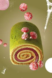 Buche Elixir Roule De Biscuit Pistache Au Cremeux Caramel Et Coulis De Griotte Framboise Cake Roll Roll Cake Love Cake
