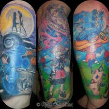 Are you looking for kingdom hearts tattoo ideas? Mikemartineztattoo Kingdom Hearts Tattoo Alice In Wonderland Nightmare Before Christmas Color Kingdom Hearts