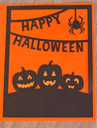 These printable halloween cards come in four different designs with either a spider, ghost, jack lantern or spider web on the front. Happy Halloween Greeting Card