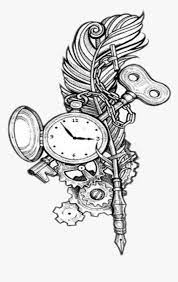 Many people with pocket watch tattoos often incorporate some sort of religious symbolism. Sticker Freetoedit Tattoo Feather Clock Key Png Drawing Pocket Watch Coloring Pages Transparent Png Kindpng