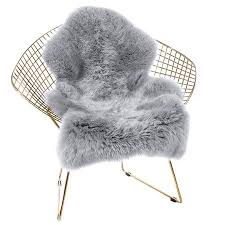 Round shape faux fur seat cushion seat pad sheepskin floor mat pad. Luxury Soft Faux Sheepskin Chair Cover Seat Cushion Pad Plush Fur Area Rugs For Bedroom 2ft X 3ft Gray Walmart Canada