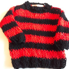 I am searching i think for an illusive project that will hold my attention but not be so difficult as to make knitting it the focus of my being. Baby Punk Jumper Sweater Hand Knitted Loose Knit Red And Etsy