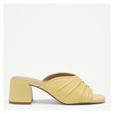 Russell & Bromley Womens Buttermilk Yellow Linwood Leather Heeled Mules -  BrandAlley