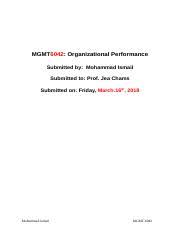 mgmt 6042 organizational performance fanshawe college