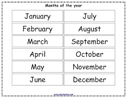 Free Printable Months Of The Year Chart Months In A Year
