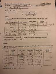 Solved Methods Of Measurement Precision And Accuracy Lab B Chegg Com