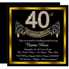 Black And Gold Birthday Party Invitations Create Your Own Invitation Zazzle Com 80th Birthday Invitations 40th Birthday Party Invites 60th Birthday Party Invitations