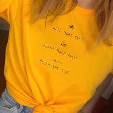 90 Fashion Black And Yellow Graphic Tee Help More Bees 90s Aesthetic Graphic T Shirts Plant More Trees White Top O Neck 100 Cotton Tees Tshirt Yellow T Shirt Graphic Tees Women Comfy Shirts