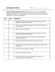 Start studying periodic table worksheet answers. Student Guide Docx Anticipation Guide Name Directions Before Reading The Article In The First Column Write U201ca U201d Or U201cd U201d Indicating Your Course Hero