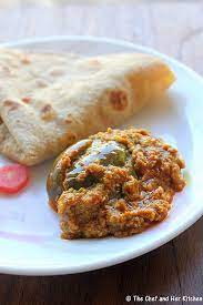The Chef And Her Kitchen Bharli Vangi Maharastrian Style Stuffed Brinjals Indian Vegetarian Dishes Indian Food Recipes Vegetarian Indian Food Recipes