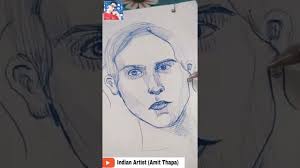 Beautiful Girl Pen Drawing❤💕#shorts #viral @Indian Artist (Amit Thapa)