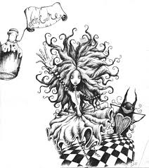 Black Alice In Wonderland Drawing Eat Me Drink Me By Chrisbonney Deviantart Com On Deviantart Dark Alice In Wonderland Alice In Wonderland Flowers Alice In Wonderland Drawings
