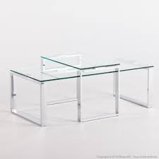 Tables Gigognes En Verre Trempe Et Metal Longueur 115cm Katrine Tables Gigognes Table Gigogne Verre Table Basse Gigogne