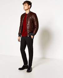 Image 1 Of Quilted Bomber Jacket From Zara Quilted Bomber Jacket Red Leather Jacket Menswear