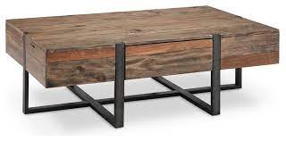 A custom made rustic coffee table is often called the anchor of the living room.the classic low table can pull a space together and set the tone that incorporates all the other furniture elements. Prescott Modern Reclaimed Wood Rectangular Coffee Table Rustic Honey Rustic Coffee Tables By Furniture Domain Houzz