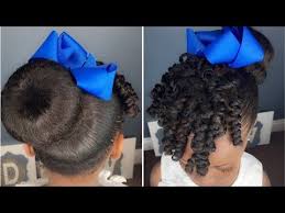 Sock Bun Curls Tutorial Kids Natural Hairstyle Iamawog Natural Hair Styles Natural Hair Styles Easy Kids Hairstyles