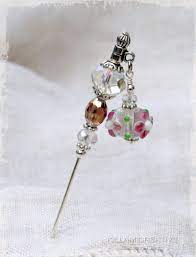 Flower Charm Stick Pin 3 Hat Pin Dangle Pin Scarf Pin Hijab Pin Scrapbooking Pin Kc0091 Stick Pins Hat Pins Jewelry Making
