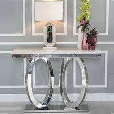 Maybe you would like to learn more about one of these? Urban Deco Orbit Cream Marble And Chrome Console Table Cfs Furniture Uk