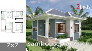 Home designed to take in rear views. House Plans 7x7 With 2 Bedrooms Full Plans Samhouseplans