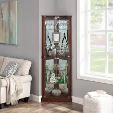 Curio bookcase display storage cabinet china with glass doors. Belleze Woody Corner Curio Cabinet Glass Door 6 Shelves Walnut Standard On Sale Overstock 31315707