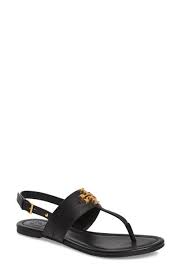 Tory Burch Everly T Strap Flat Sandal In Perfect Black Modesens