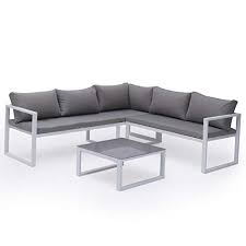 Salon De Jardin Modulable Ibiza En Tissu Gris 4 Places Aluminum Blanc Avec Images Salon De Jardin Canape Angle Canape 2 Places