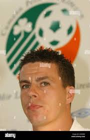 Irish player, Ian Harte, at a press conference, at the Ireland World Cup  training base in Izumo, Japan Stock Photo