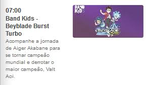 A ideia visava uma nova programação esportiva para as tardes de domingo, que nos últimos finais de semana ficou sem as transmissões do campeonato brasileiro, já que o canal paulista não renovou contrato com a globo. Anunciando Beyblade Burst Turbo Na Programacao Band Exibe Beyblade Burst No Band Kids Jbox
