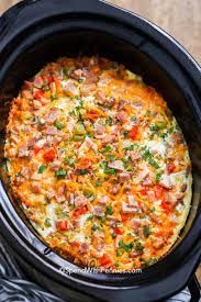 Just put everything in the crockpot at night, and wake up to this delicious crockpot whisk together remaining ingredients. Crockpot Breakfast Casserole Set Overnight Spend With Pennies