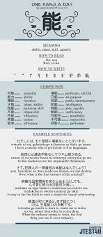 Learn One Kanji A Day With Infographic 能 Nou Japanese Phrases Learn Japanese Japanese Language