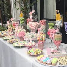 Candybarcouture On Instagram Pastel Garden Themed Babyshower Candytable So Sweet Itsagirl Flowers Dessertta Wedding Candy Candy Party Candy Table