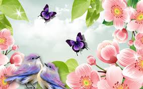 Nature Birds And Flowers Wallpaper Gif Spring Wallpaper Spring Desktop Wallpaper Flower Wallpaper