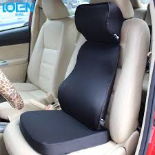 Loen Super Soft Car Cushion Set Memory Foam Car Lumbar Support Set Back Lumbar Neck Pillow Seat Cushion For Car Seats Neck Support Pillow Black Leather Seating